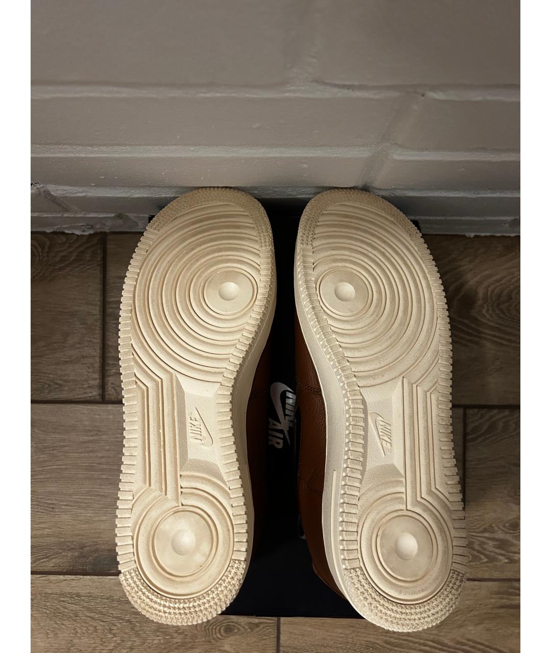 NIKE Коричневые кожаные низкие кроссовки / кеды, фото 5