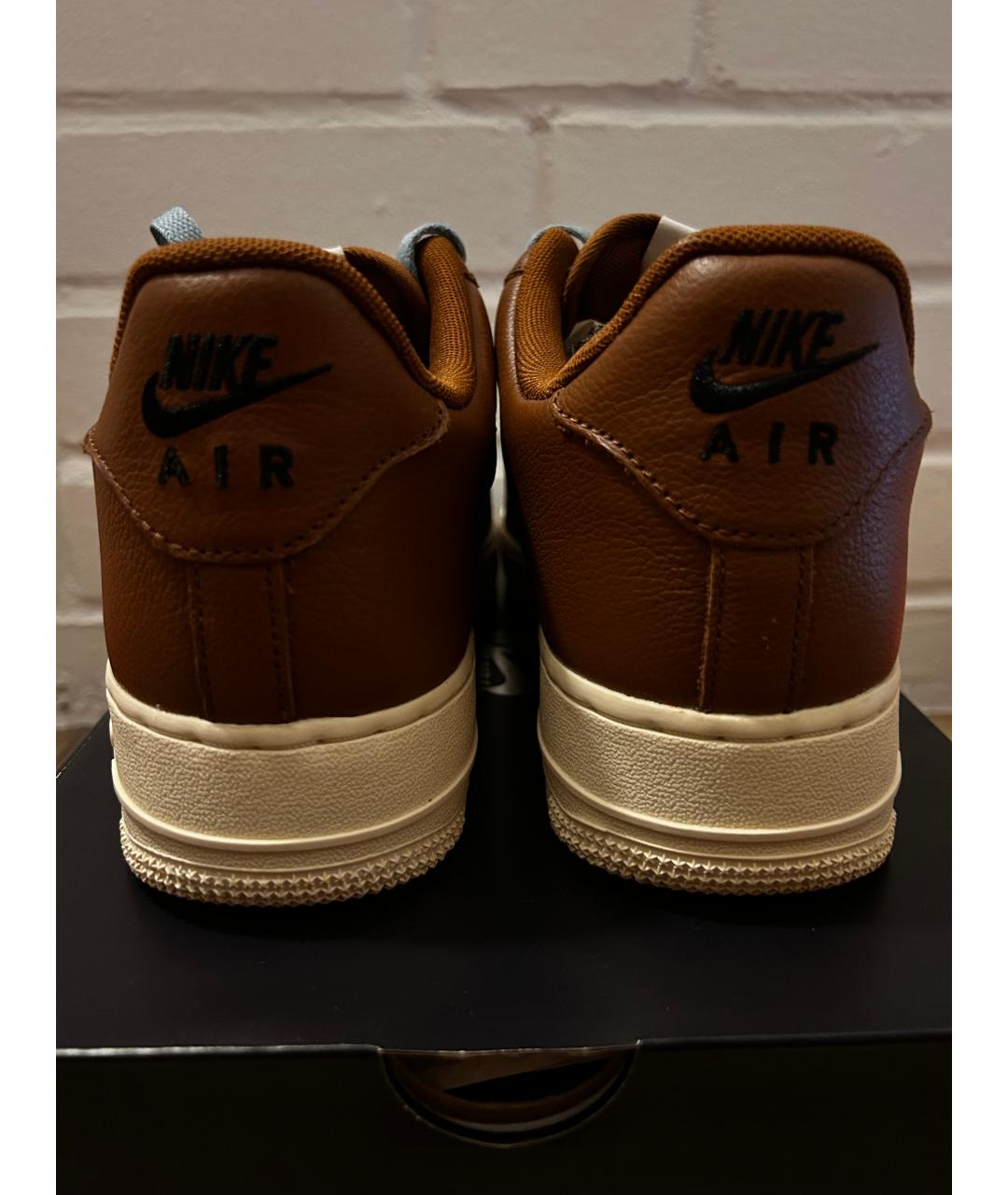 NIKE Коричневые кожаные низкие кроссовки / кеды, фото 4