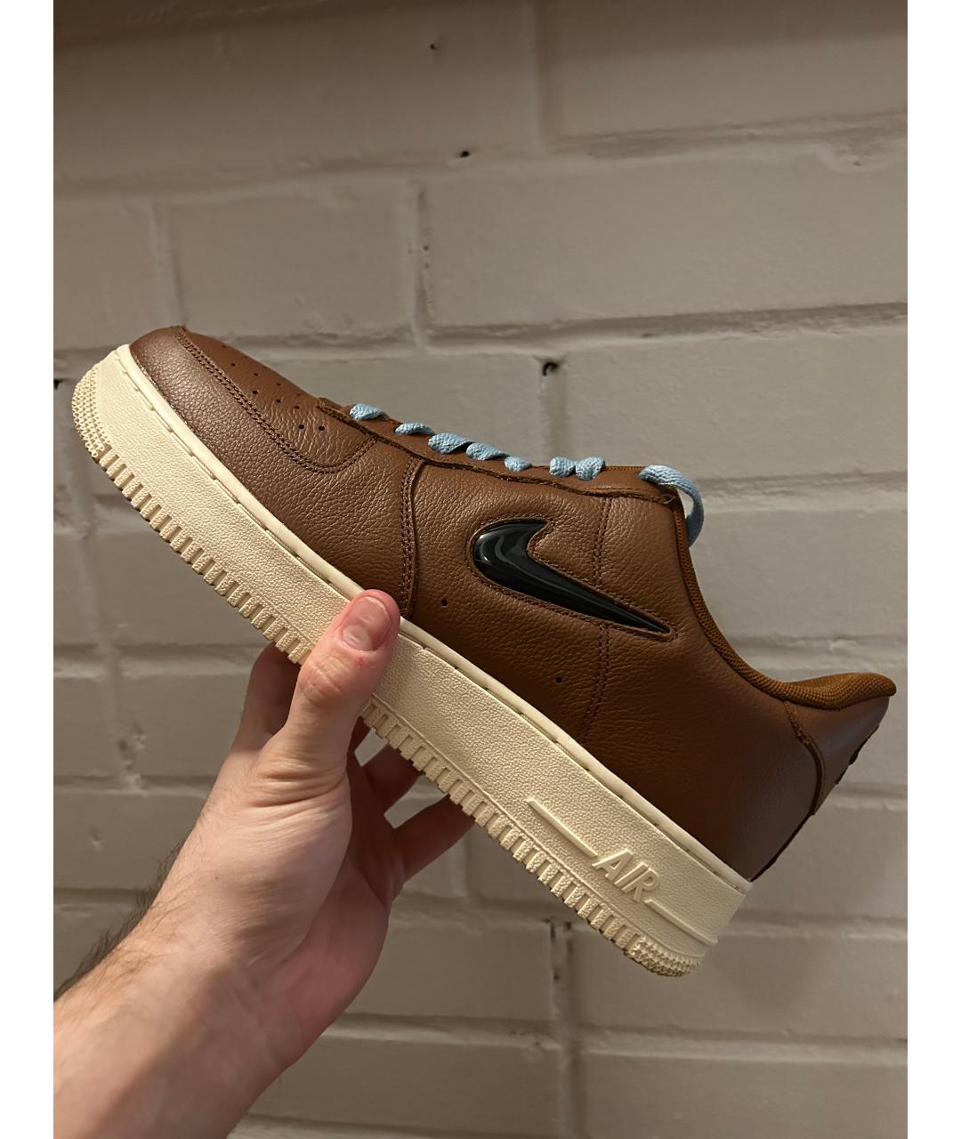 NIKE Коричневые кожаные низкие кроссовки / кеды, фото 8