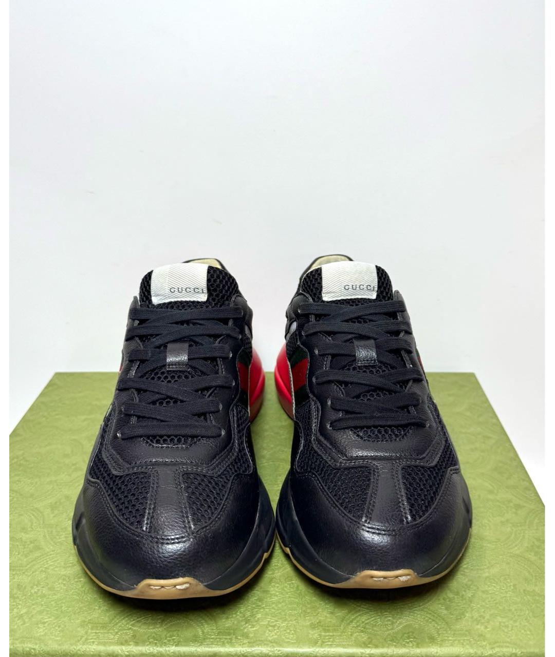 GUCCI Черные кожаные кроссовки, фото 2