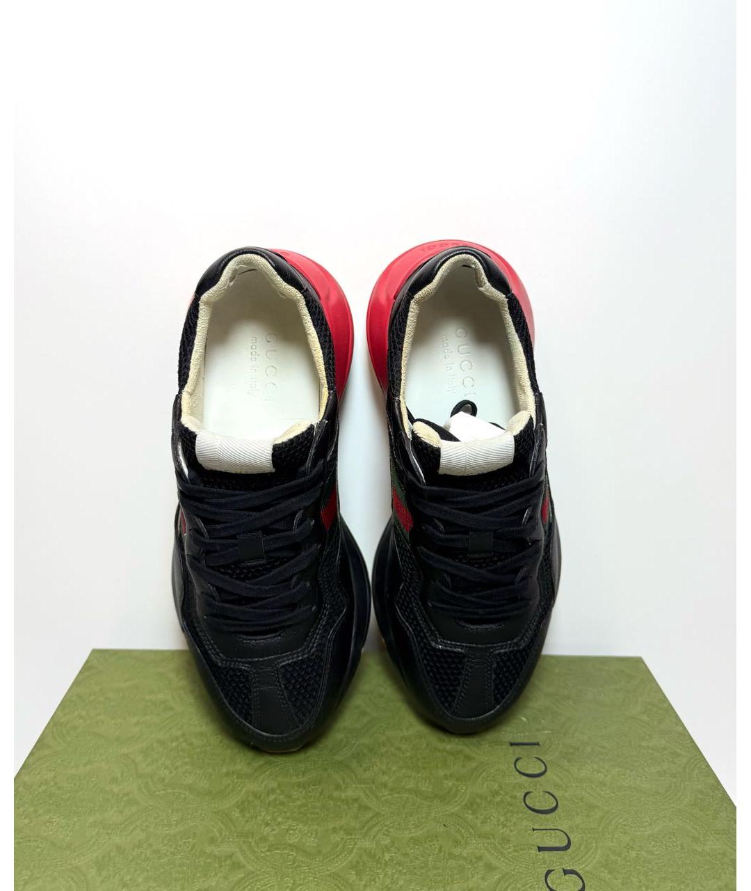 GUCCI Черные кожаные кроссовки, фото 3