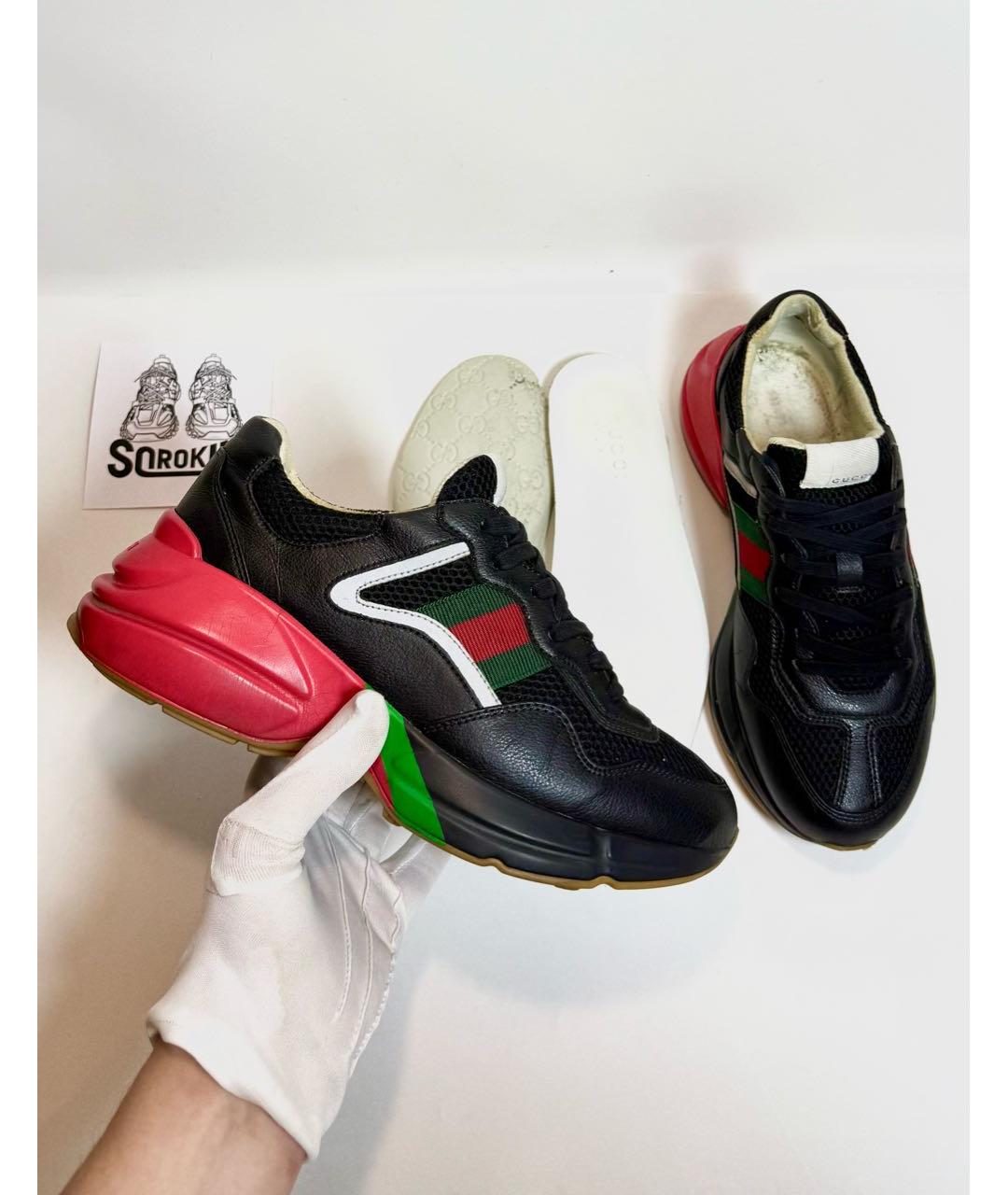 GUCCI Черные кожаные кроссовки, фото 5