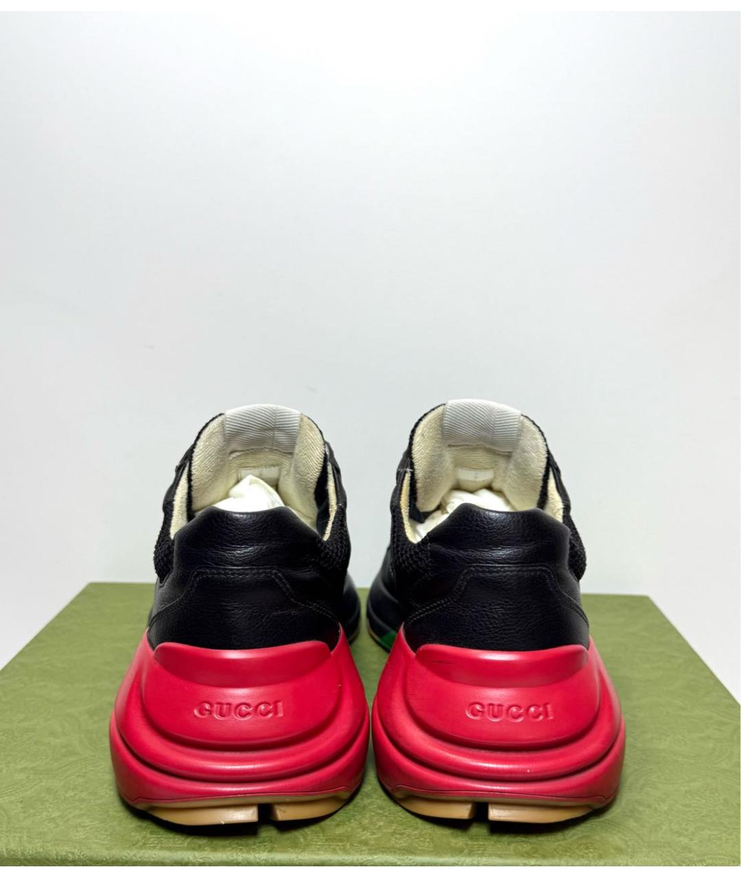 GUCCI Черные кожаные кроссовки, фото 4