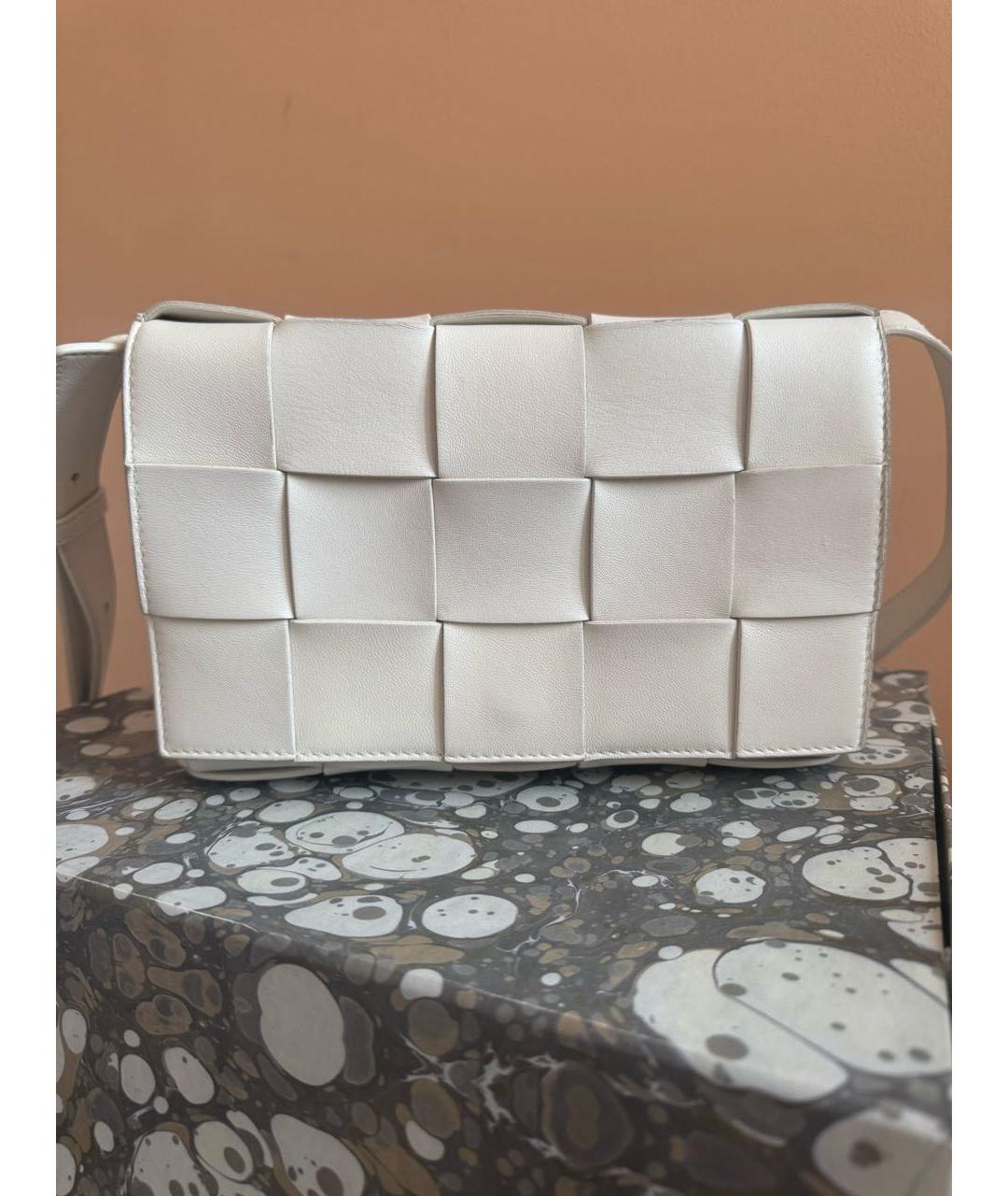 BOTTEGA VENETA Белая кожаная сумка через плечо, фото 9