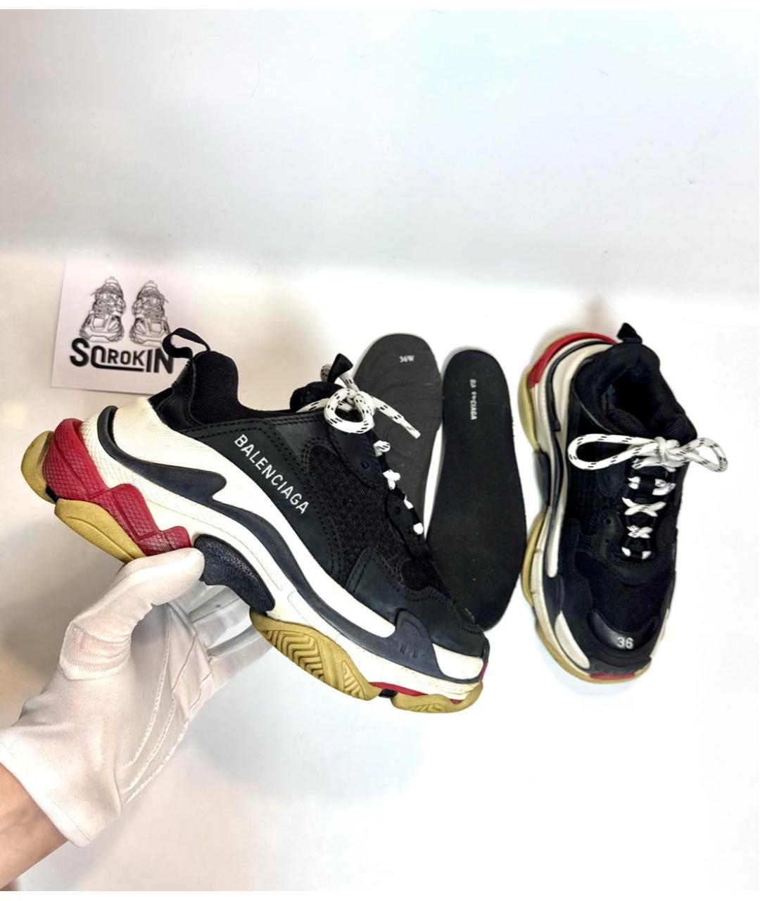 BALENCIAGA Черные кожаные кроссовки, фото 6