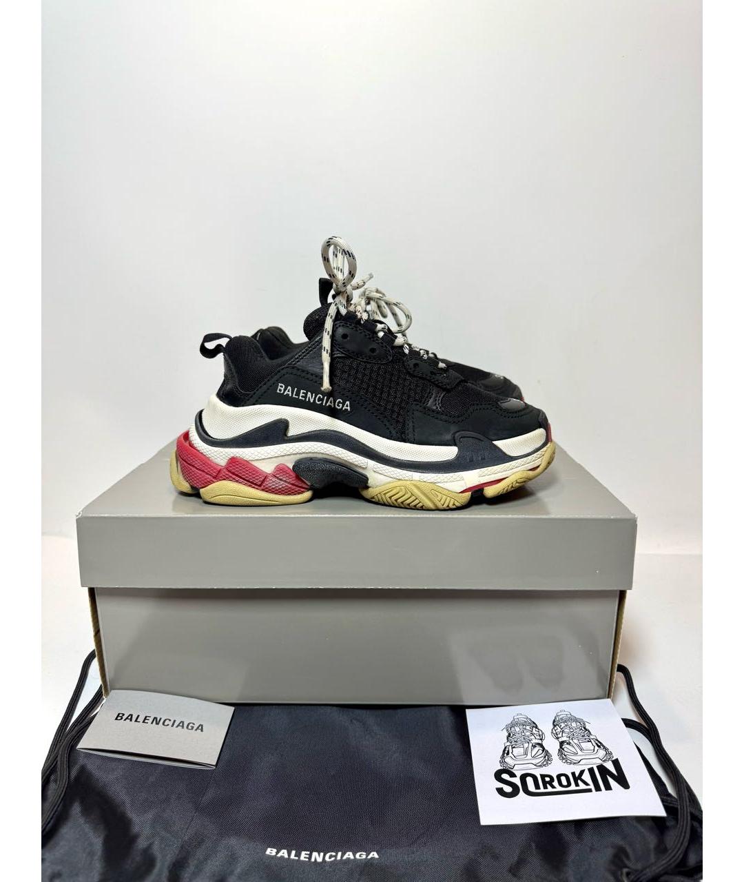 BALENCIAGA Черные кожаные кроссовки, фото 5