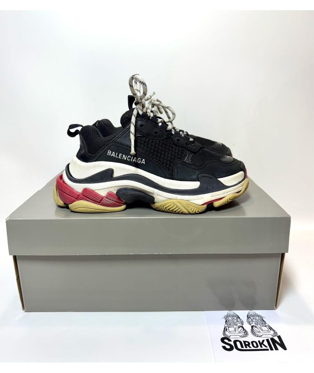 BALENCIAGA Черные кожаные кроссовки, фото 9