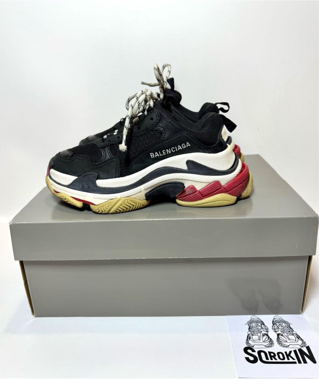 BALENCIAGA Черные кожаные кроссовки, фото 8