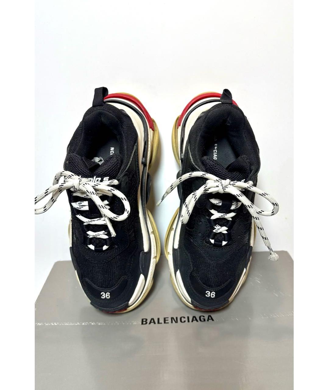 BALENCIAGA Черные кожаные кроссовки, фото 3