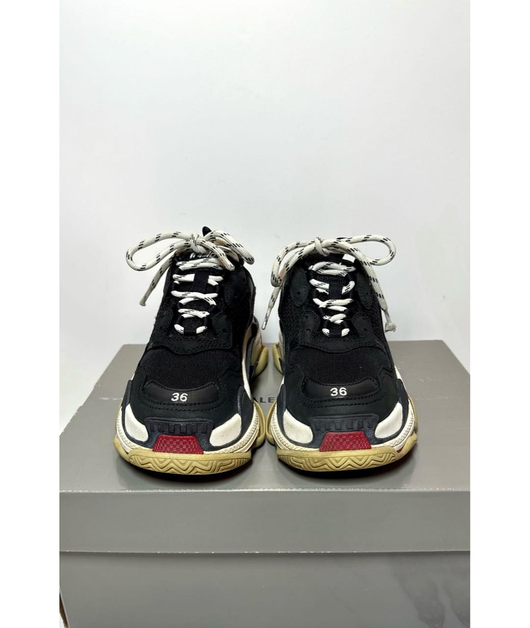 BALENCIAGA Черные кожаные кроссовки, фото 2