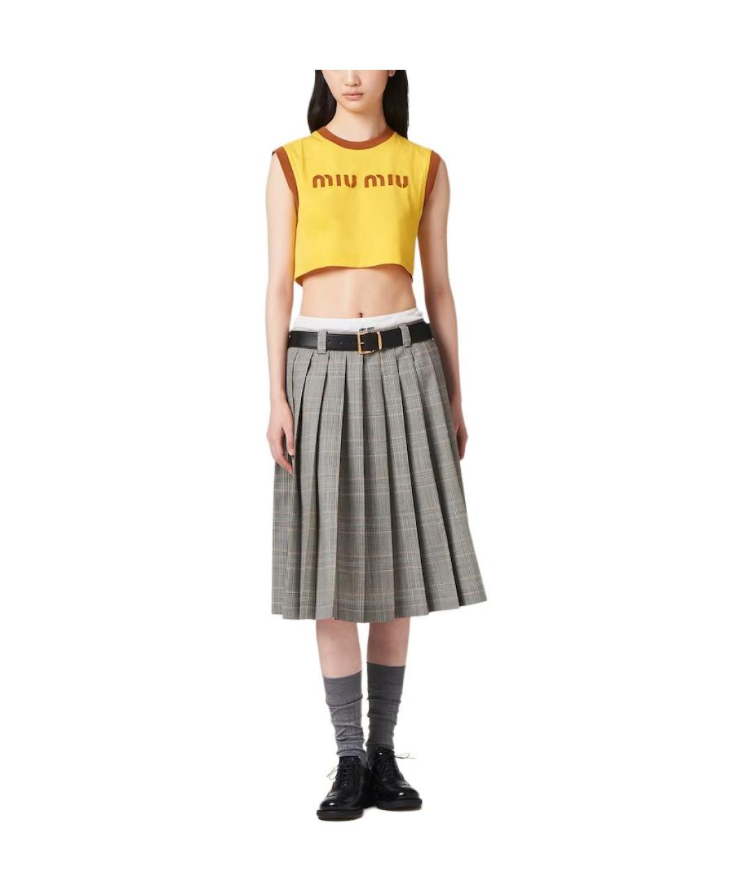 MIU MIU Желтая майка, фото 2