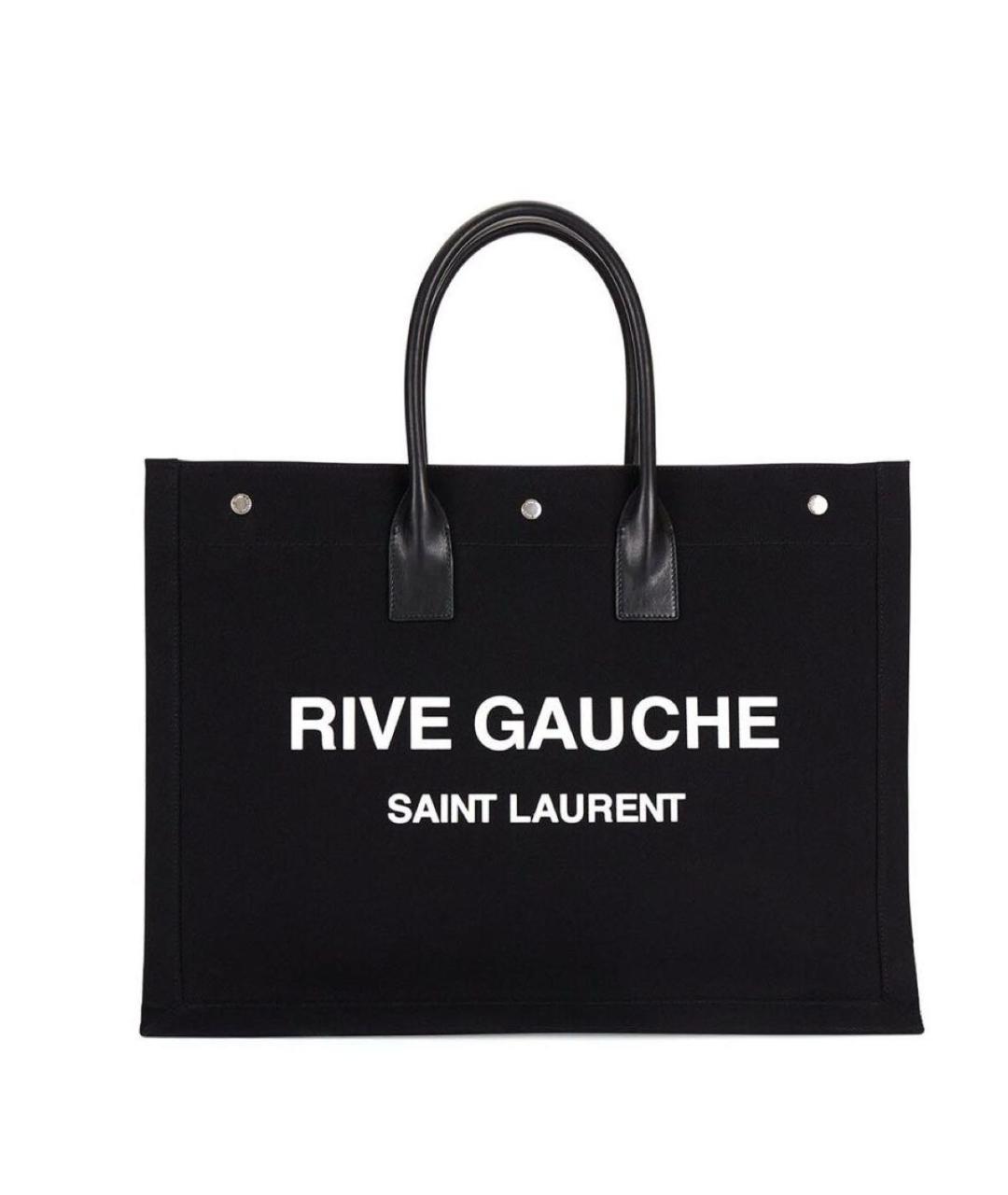 SAINT LAURENT Черная тканевая сумка тоут, фото 1