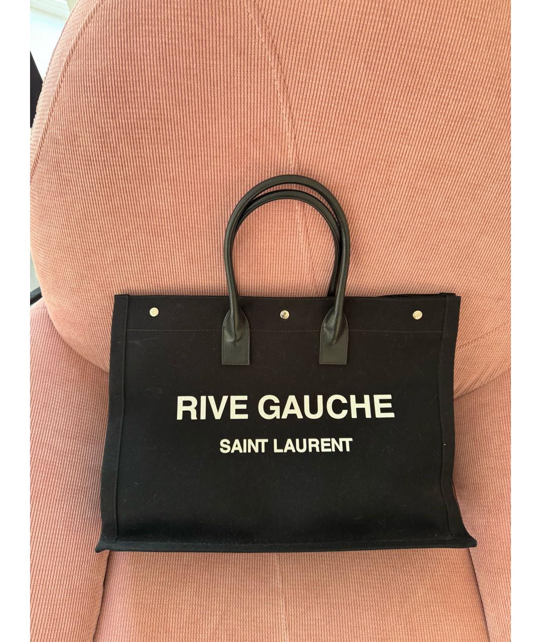SAINT LAURENT Черная тканевая сумка тоут, фото 6