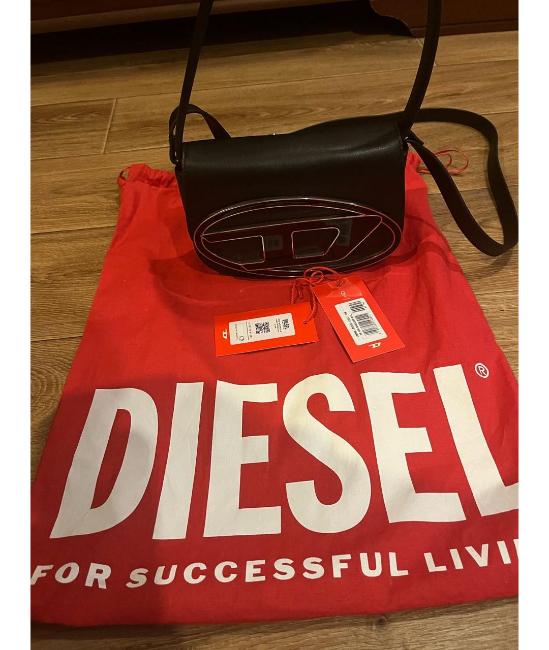 DIESEL Черная кожаная сумка с короткими ручками, фото 8