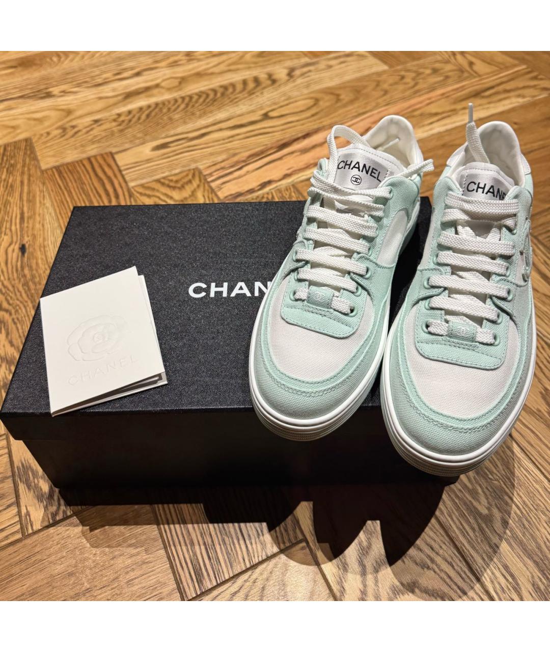 CHANEL Бирюзовые текстильные кеды, фото 2