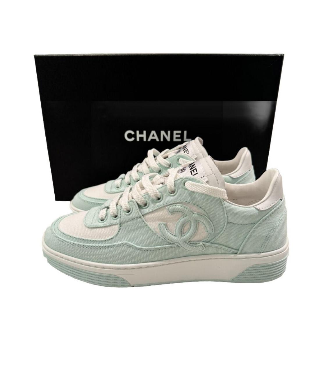 CHANEL Бирюзовые текстильные кеды, фото 5