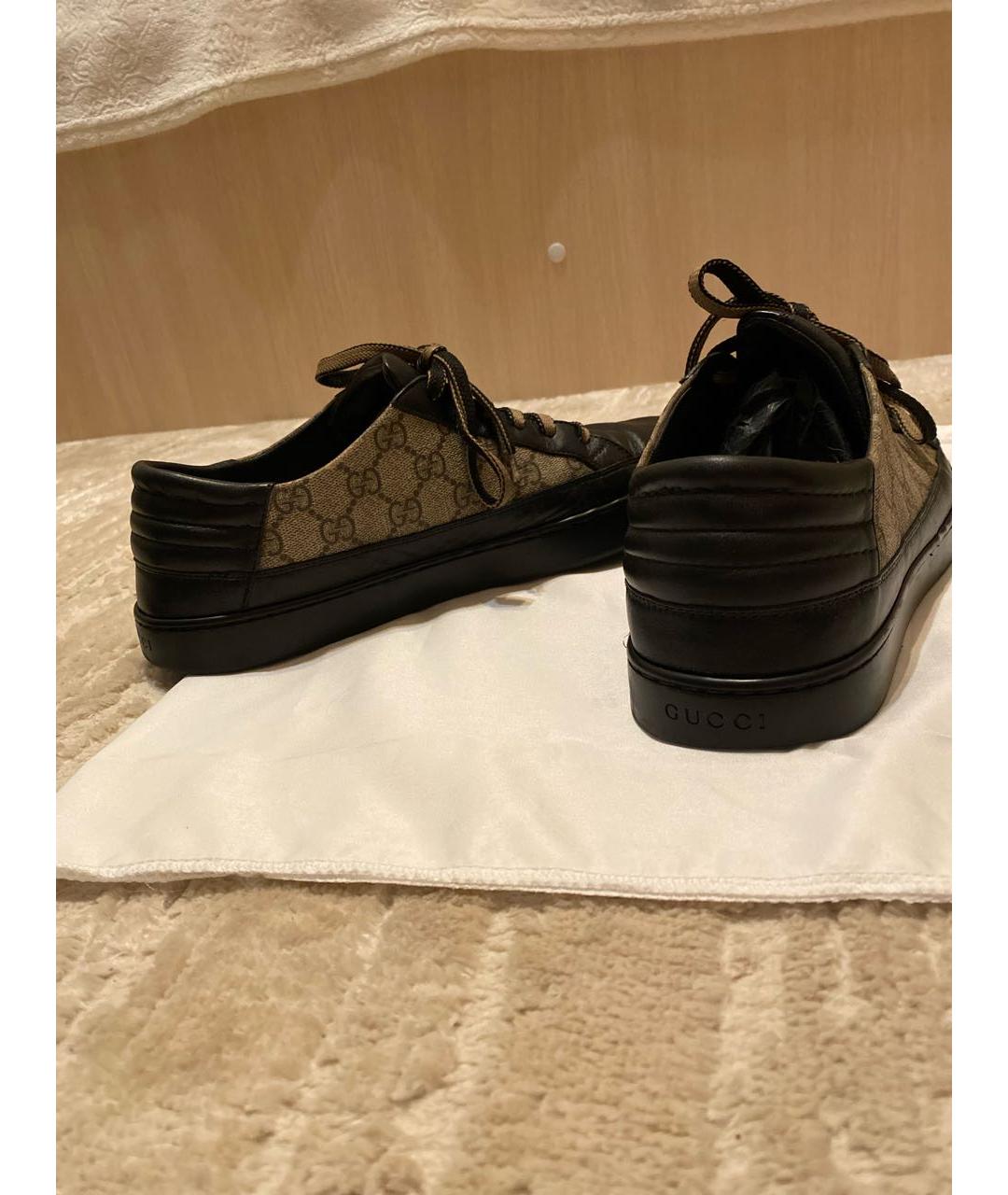 GUCCI Черные кожаные низкие кроссовки / кеды, фото 5