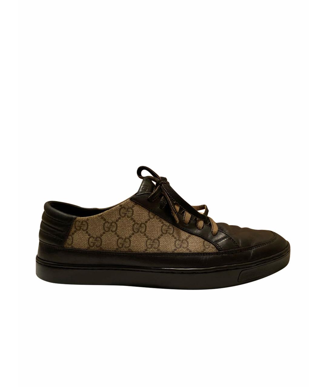 GUCCI Черные кожаные низкие кроссовки / кеды, фото 1