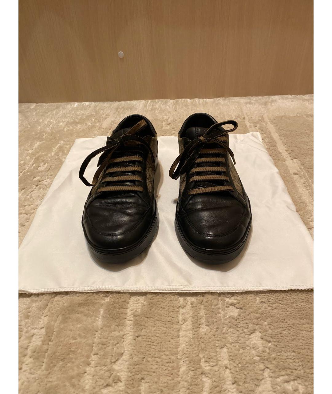 GUCCI Черные кожаные низкие кроссовки / кеды, фото 2