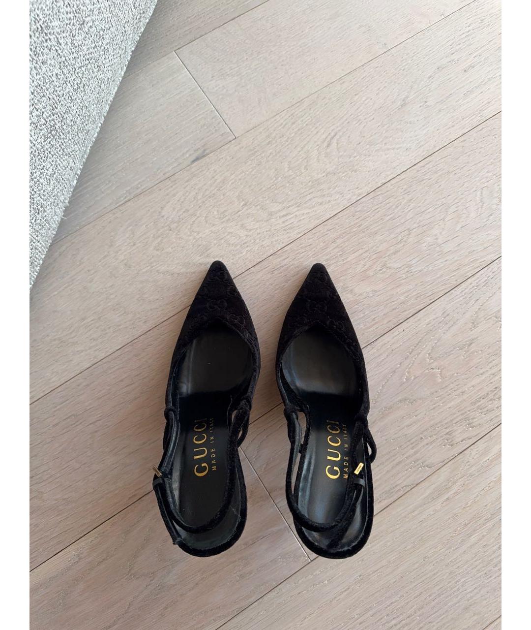 GUCCI Черные бархатные туфли, фото 3