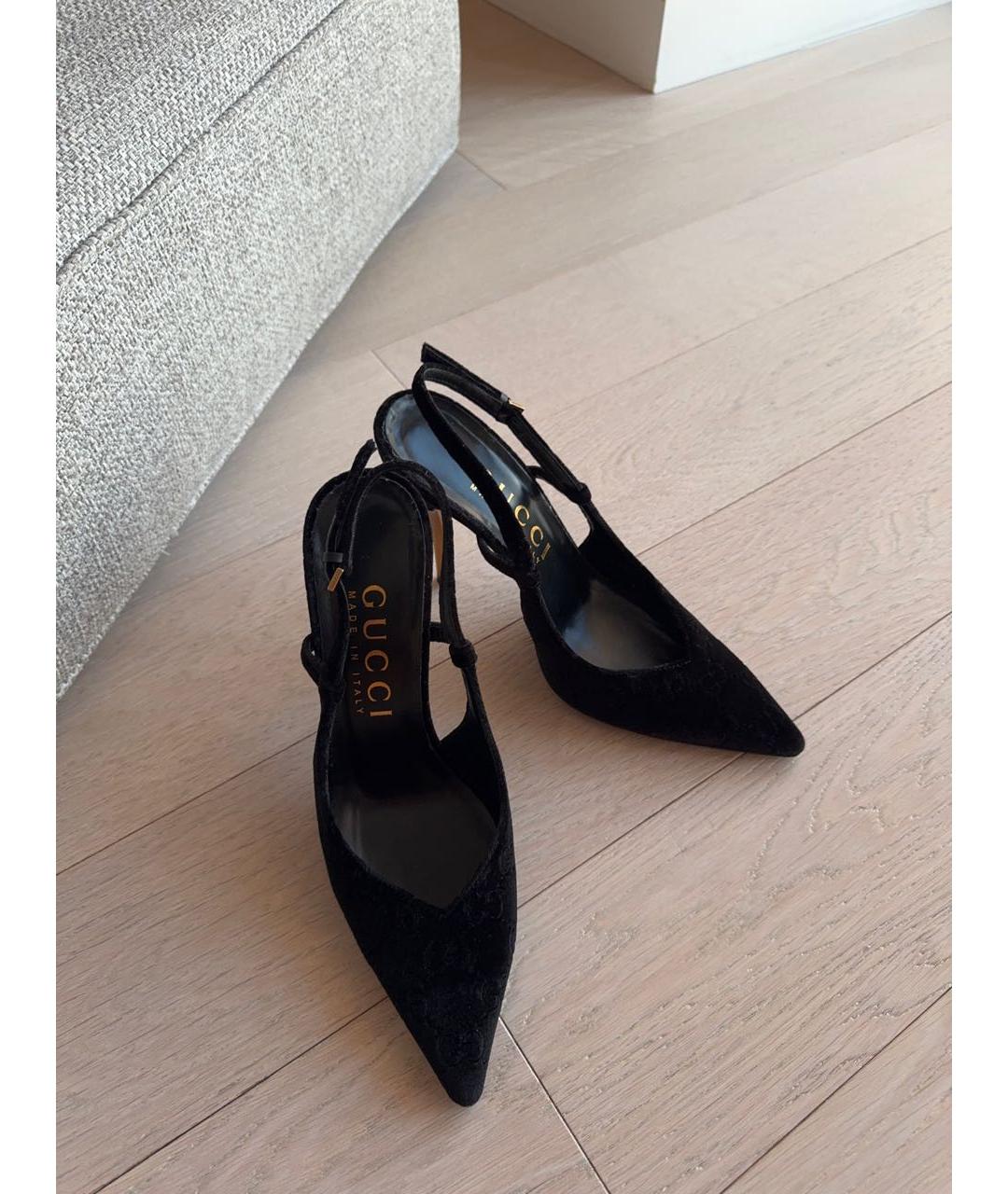 GUCCI Черные бархатные туфли, фото 2