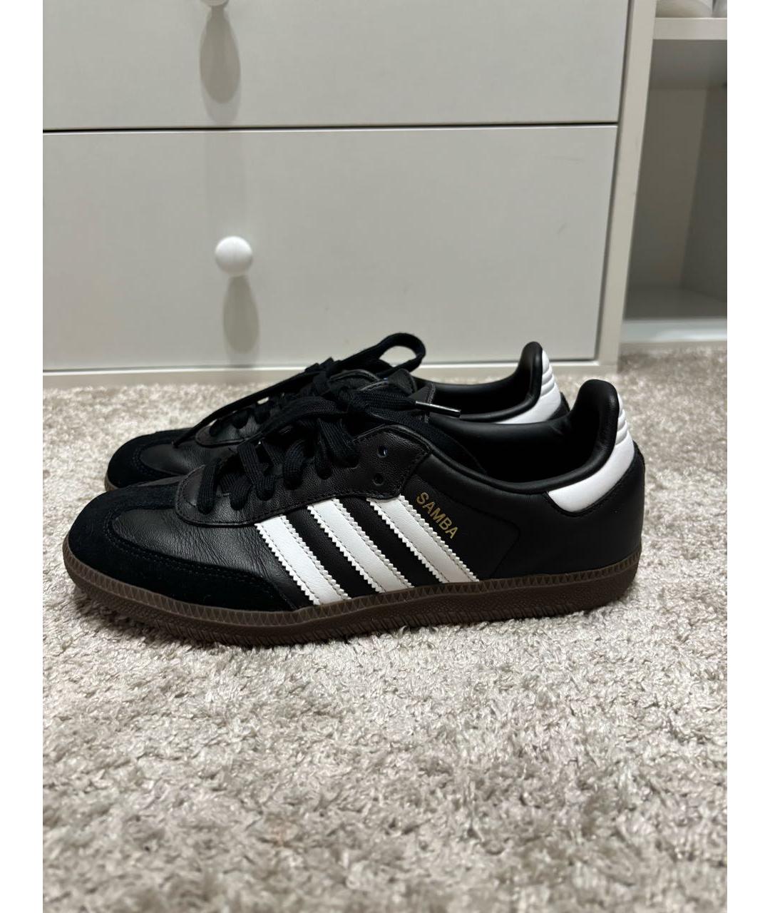 ADIDAS Черные кожаные кроссовки, фото 5