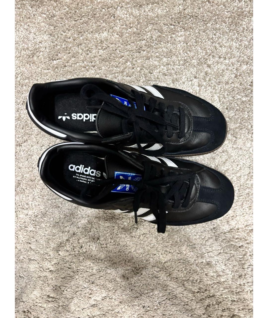 ADIDAS Черные кожаные кроссовки, фото 2