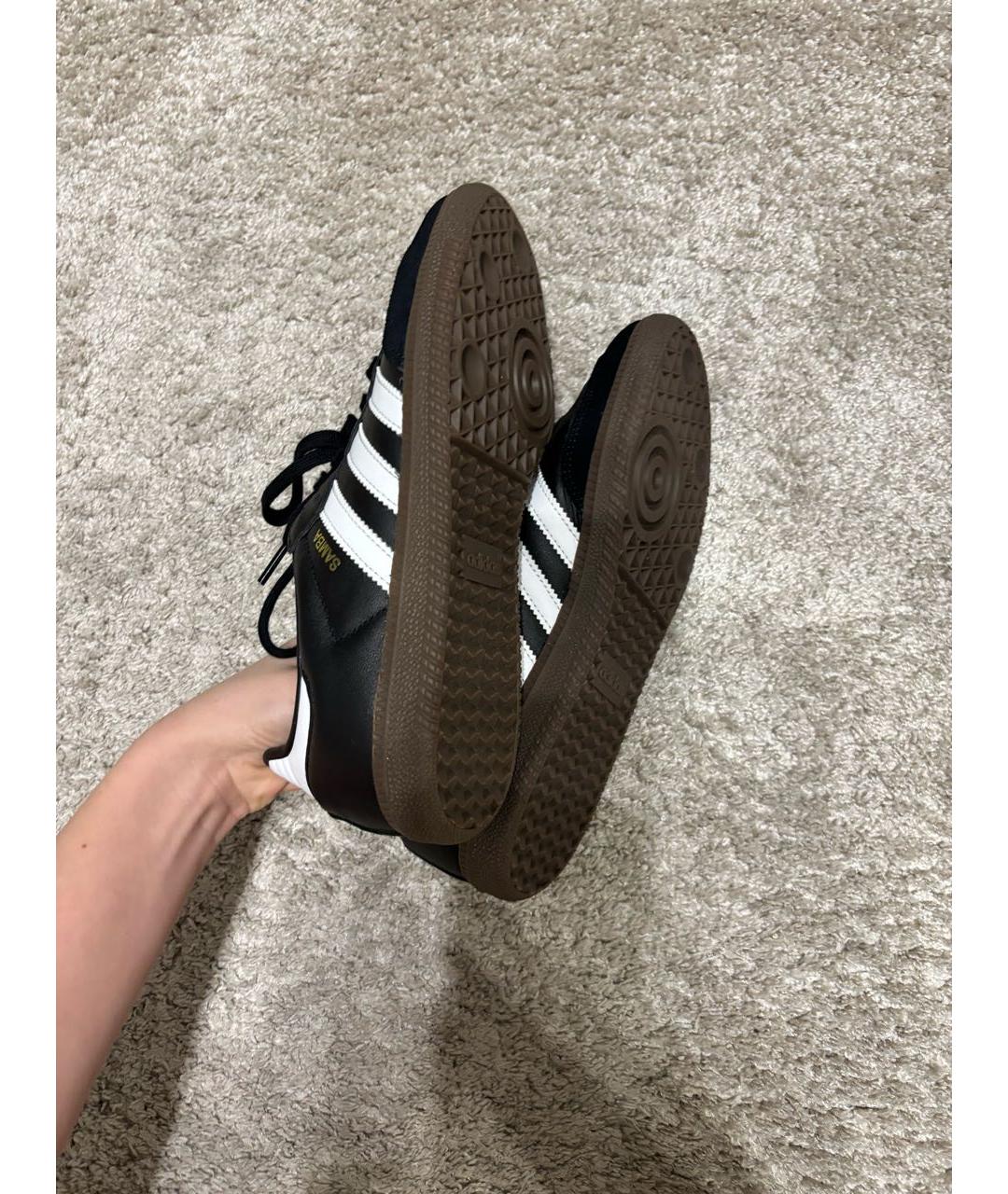 ADIDAS Черные кожаные кроссовки, фото 3