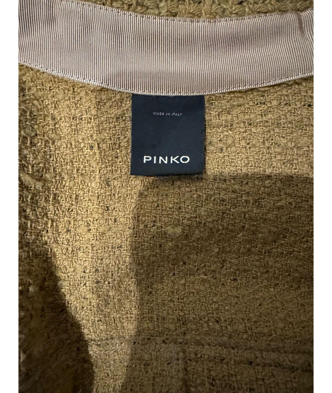 PINKO Бежевое твидовое повседневное платье, фото 3