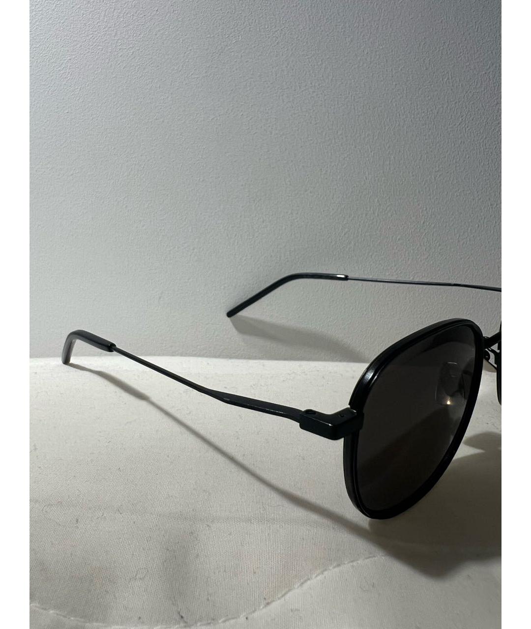 SAINT LAURENT Черные металлические солнцезащитные очки, фото 3