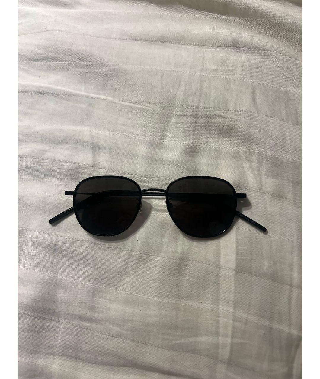 SAINT LAURENT Черные металлические солнцезащитные очки, фото 8