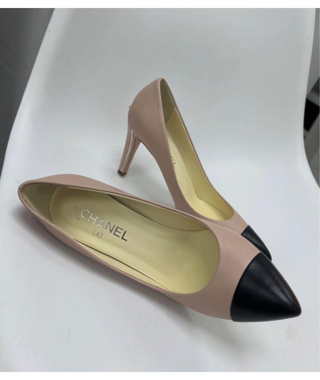 CHANEL Розовые кожаные туфли, фото 4