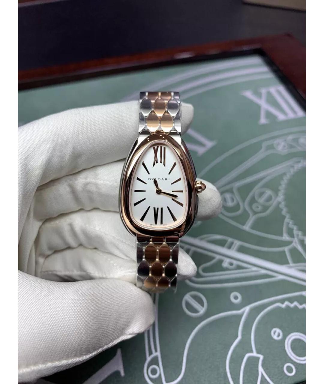 BVLGARI Белые часы из розового золота, фото 6