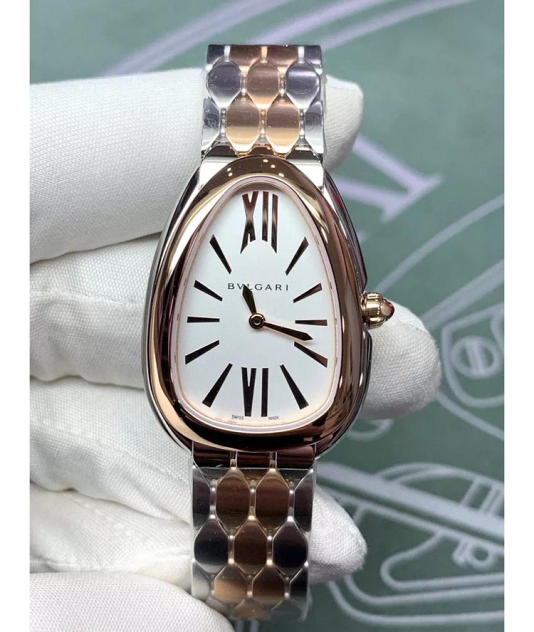BVLGARI Белые часы из розового золота, фото 3