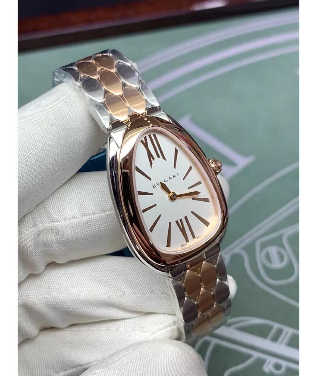 BVLGARI Белые часы из розового золота, фото 4