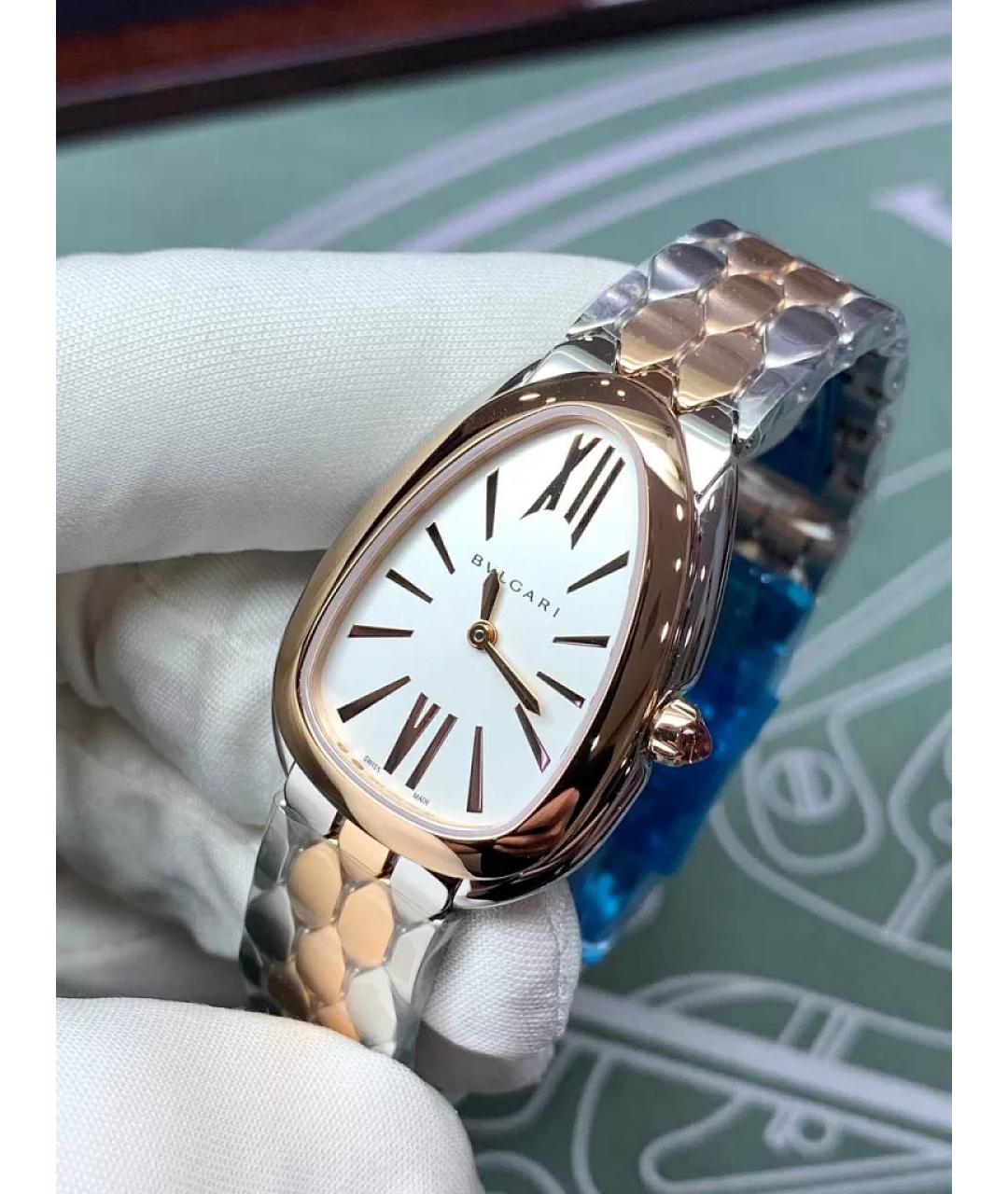 BVLGARI Белые часы из розового золота, фото 2