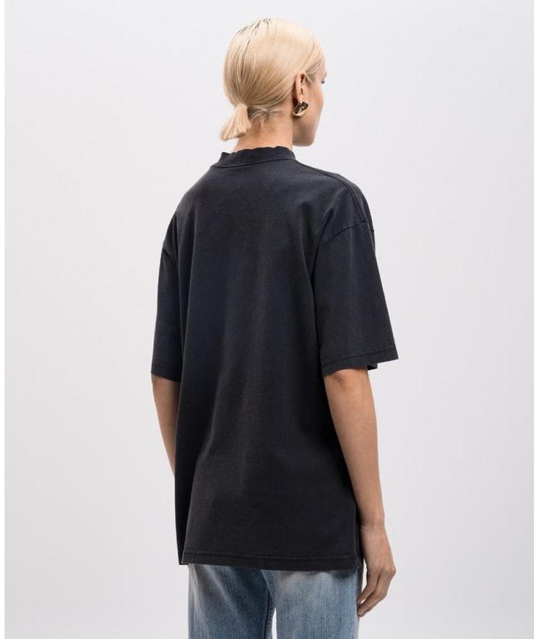 BALENCIAGA Черная хлопковая футболка, фото 3