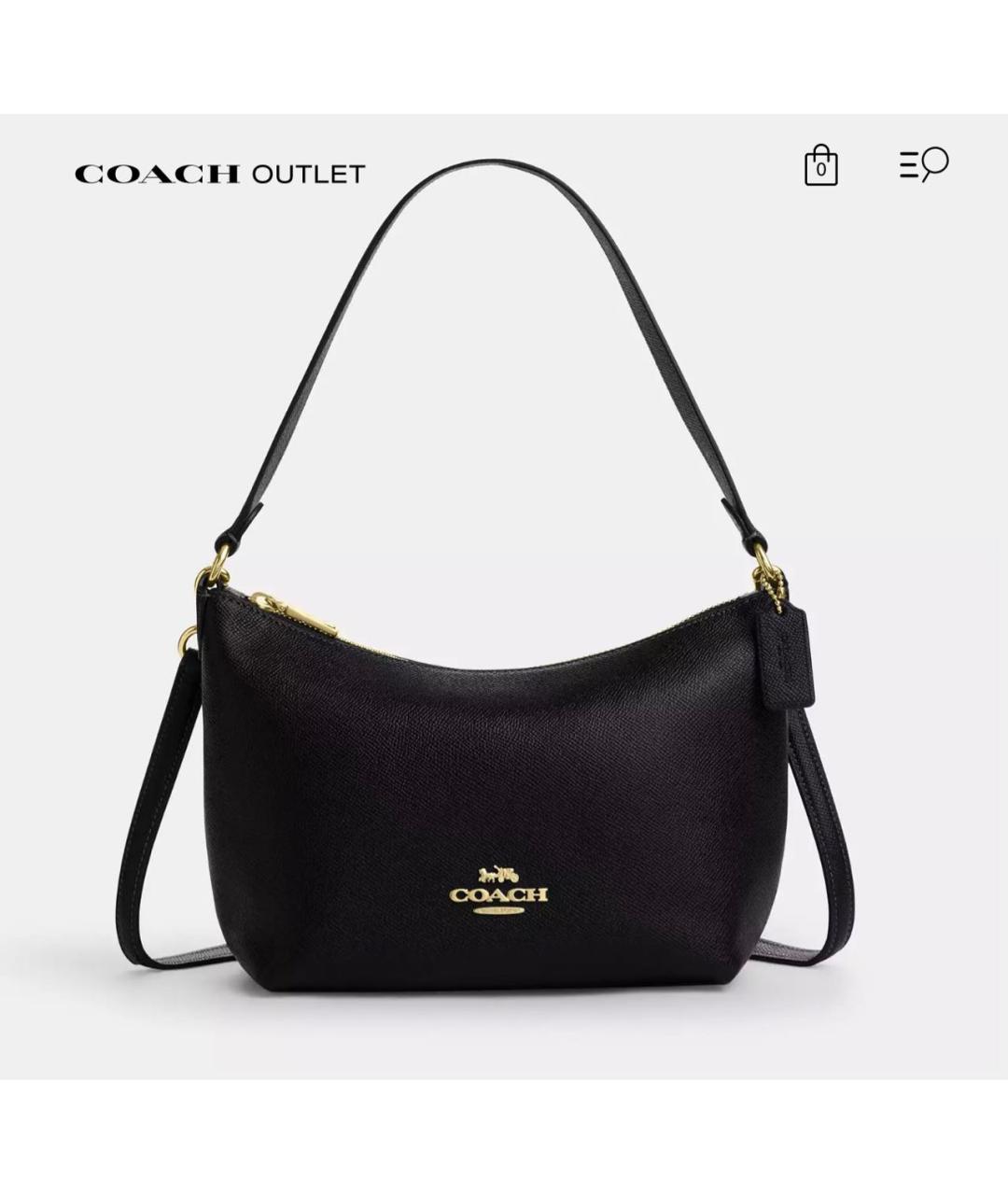 COACH Черная кожаная сумка через плечо, фото 9
