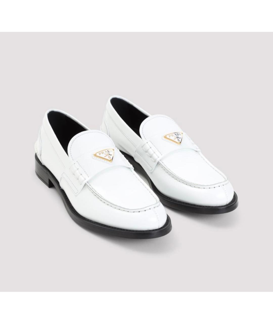 PRADA Белые кожаные лоферы, фото 5