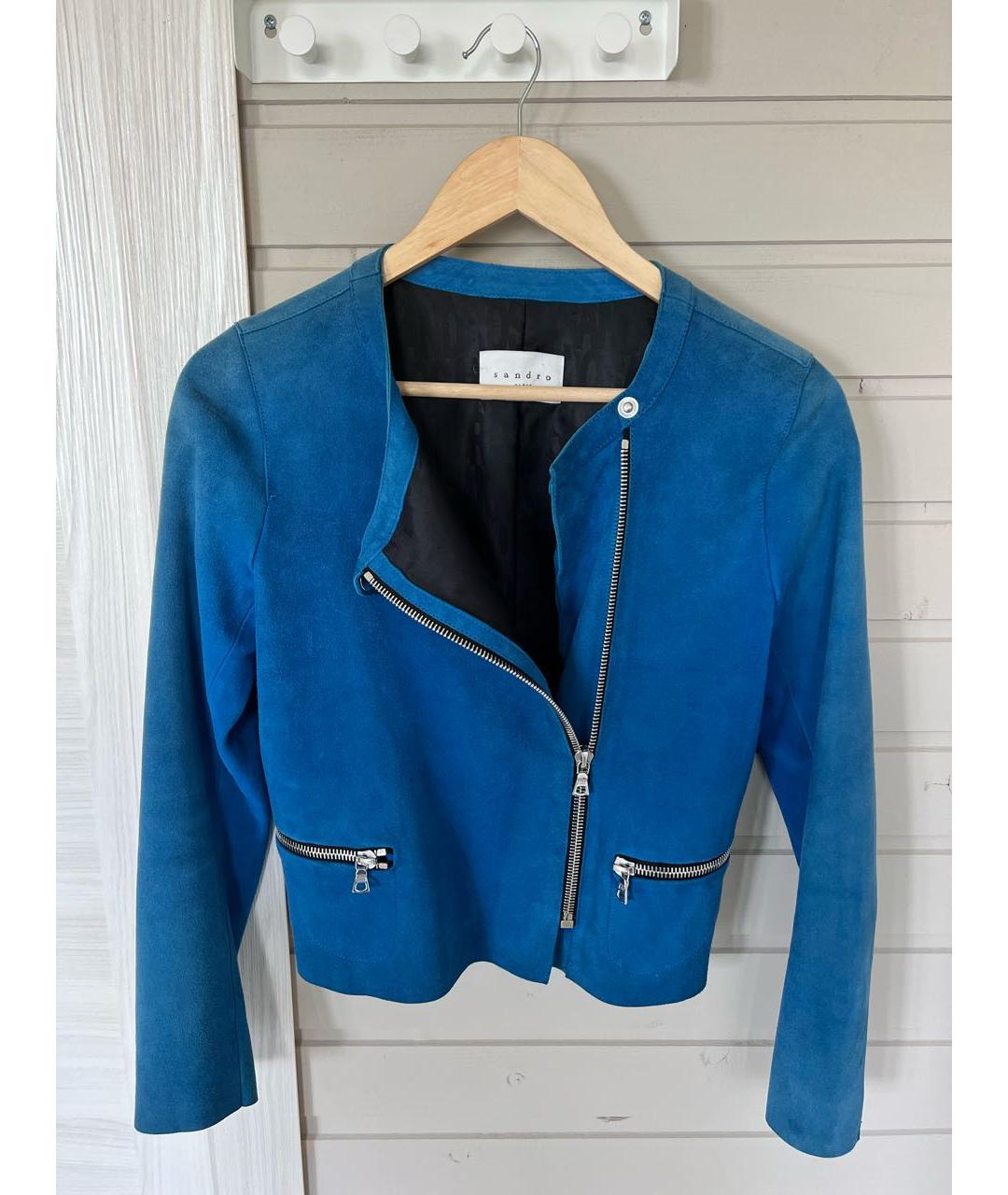 SANDRO Синяя замшевая куртка, фото 4