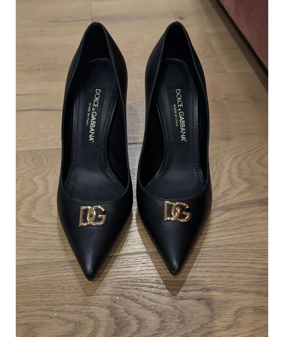 DOLCE&GABBANA Черные кожаные туфли, фото 2