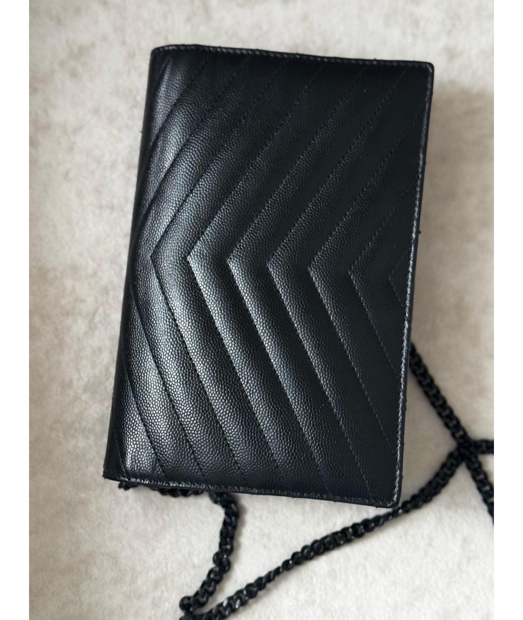 SAINT LAURENT Черная кожаная сумка через плечо, фото 3