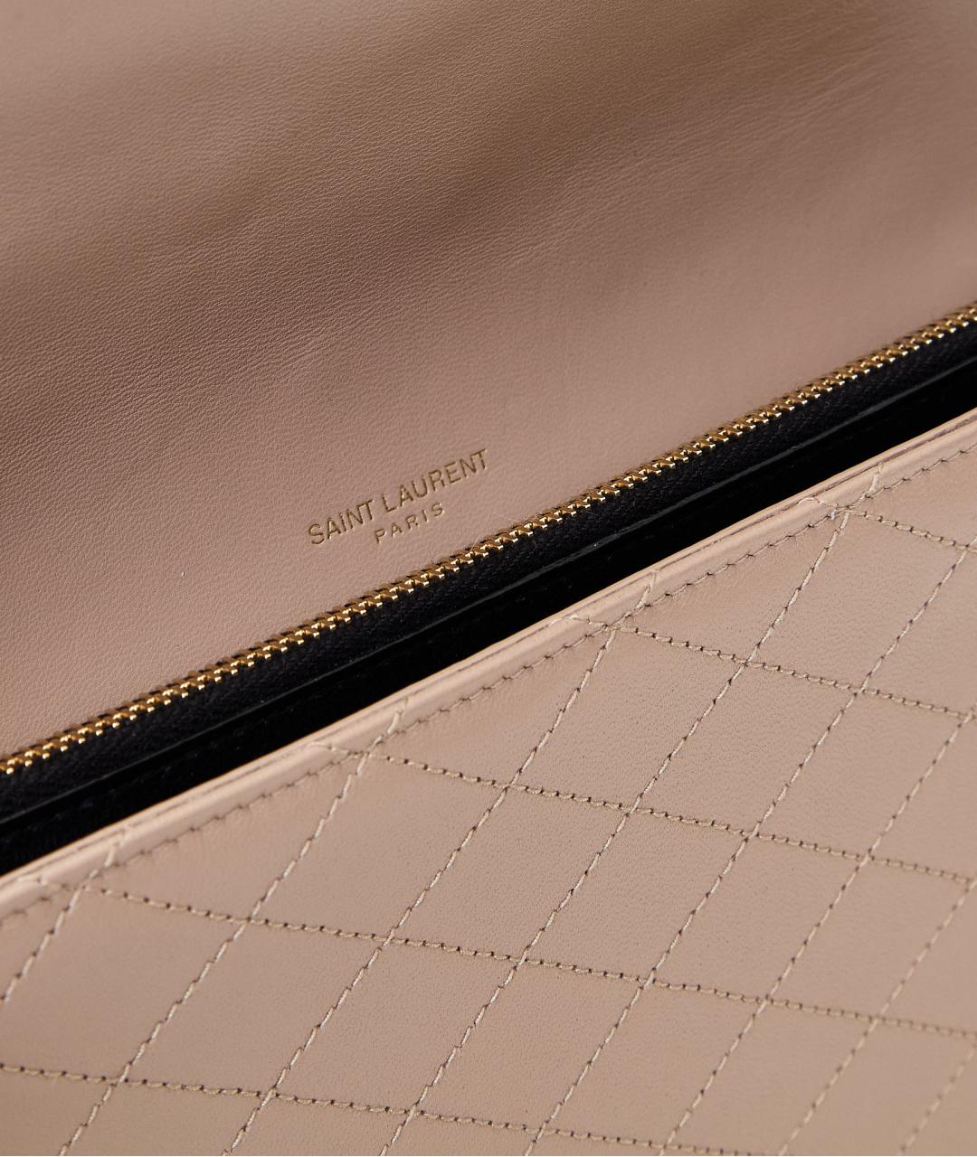 SAINT LAURENT Бежевая кожаная сумка через плечо, фото 2