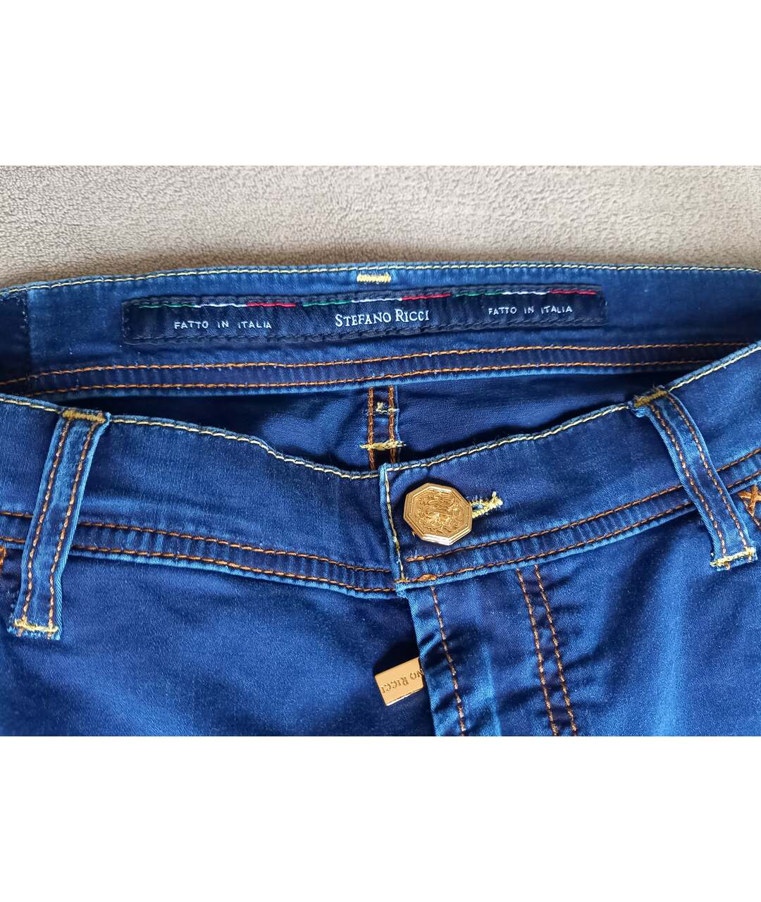 STEFANO RICCI Синие хлопковые прямые джинсы, фото 4