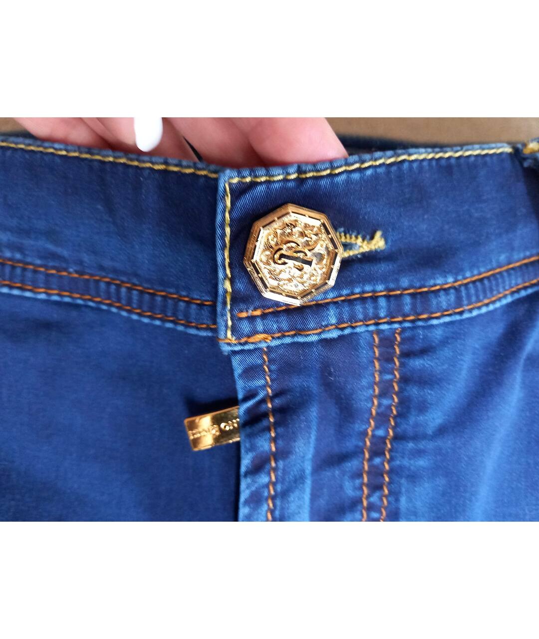 STEFANO RICCI Синие хлопковые прямые джинсы, фото 5