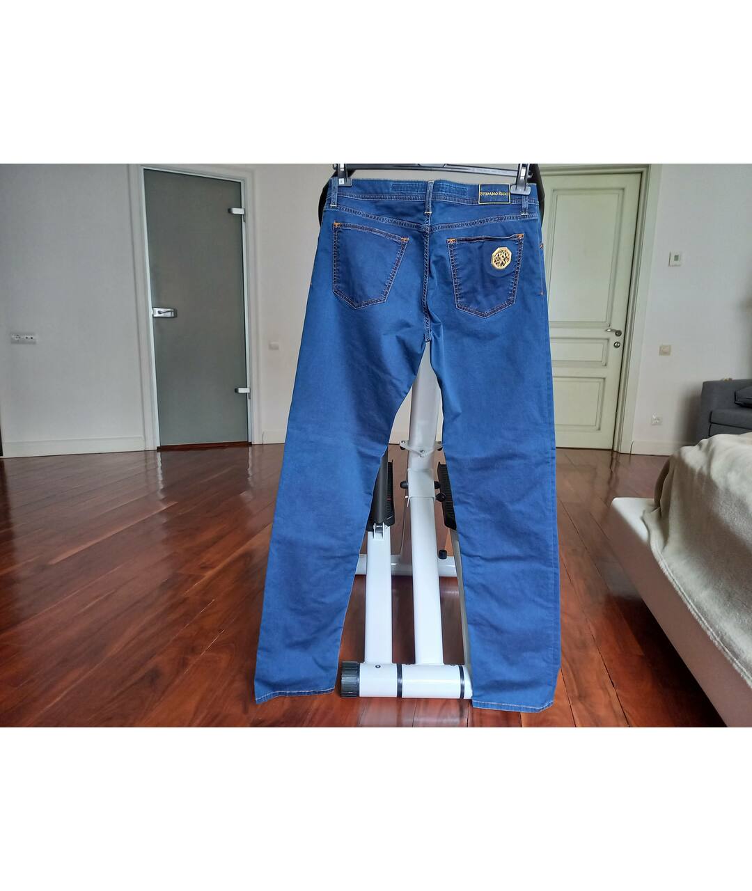 STEFANO RICCI Синие хлопковые прямые джинсы, фото 2