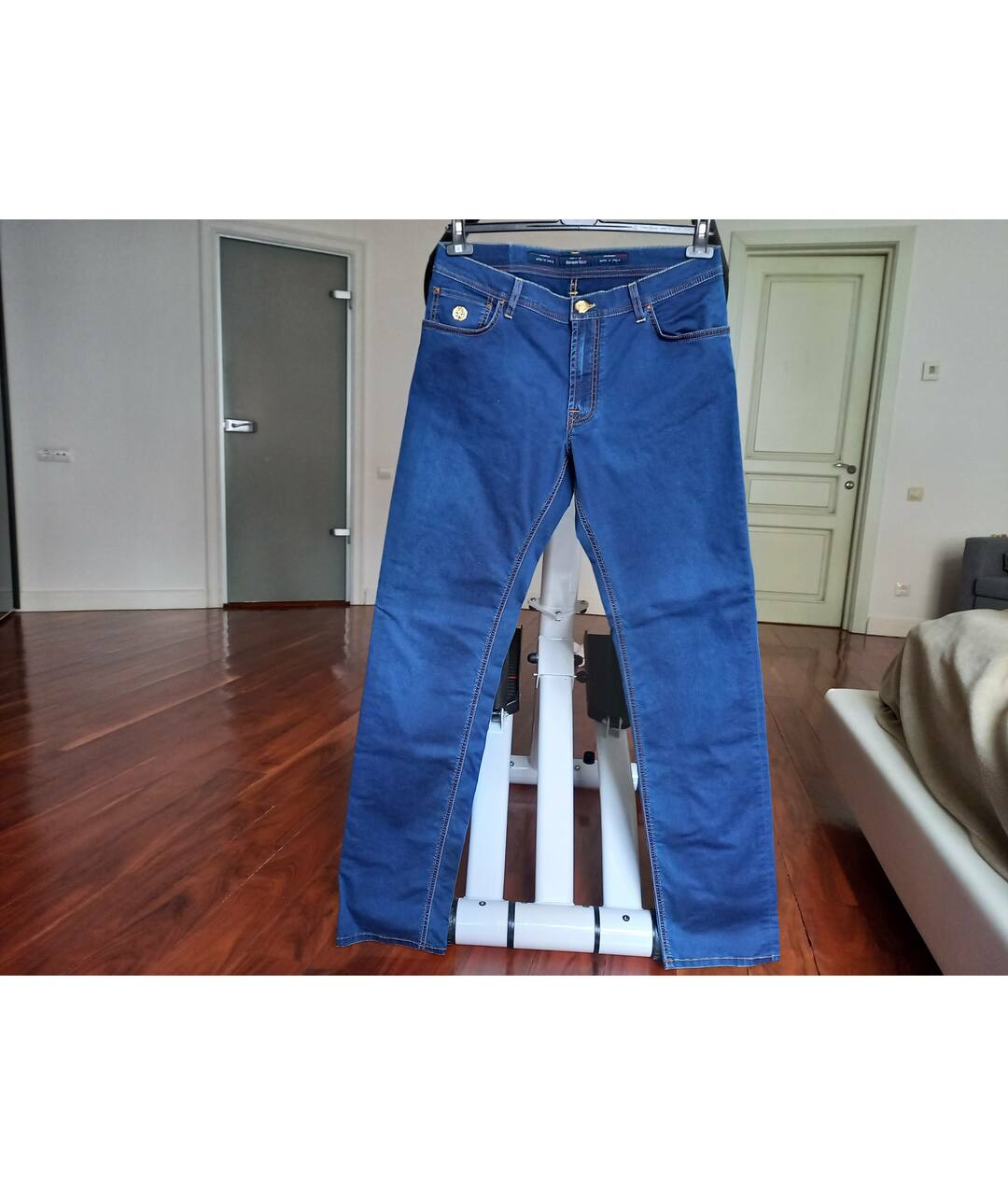 STEFANO RICCI Синие хлопковые прямые джинсы, фото 9