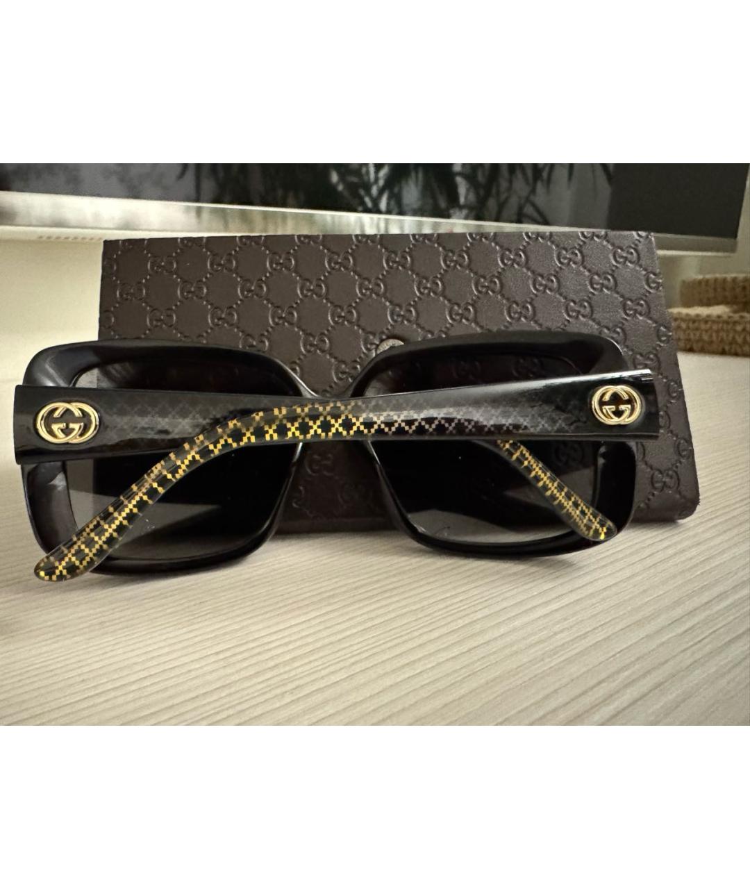 GUCCI Коричневые пластиковые солнцезащитные очки, фото 2