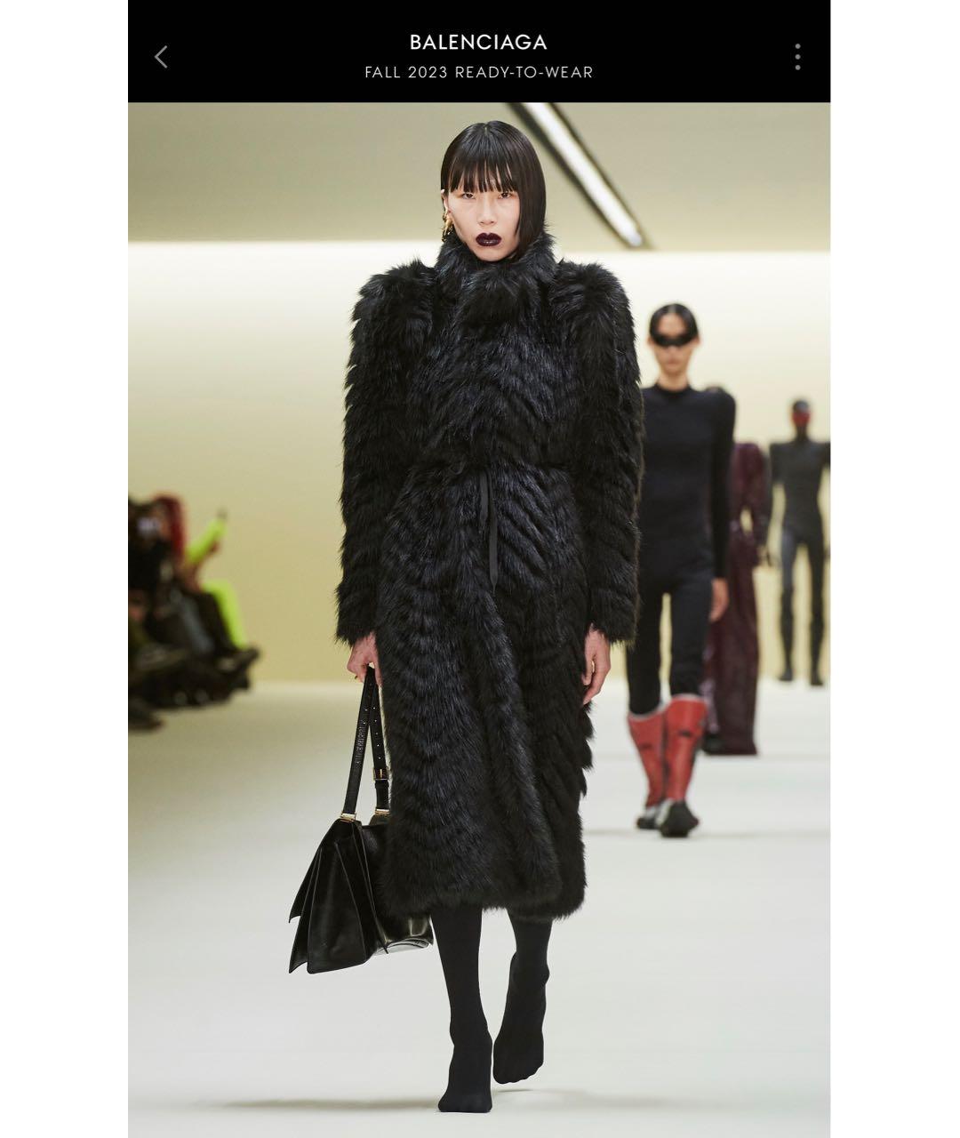 BALENCIAGA Черная синтетическая шуба, фото 5