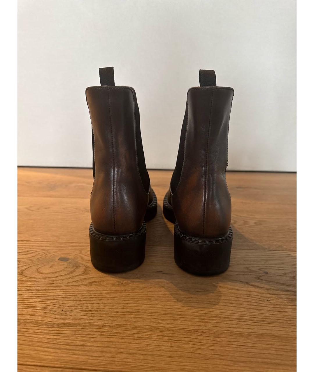 PRADA Коричневые кожаные ботинки, фото 4